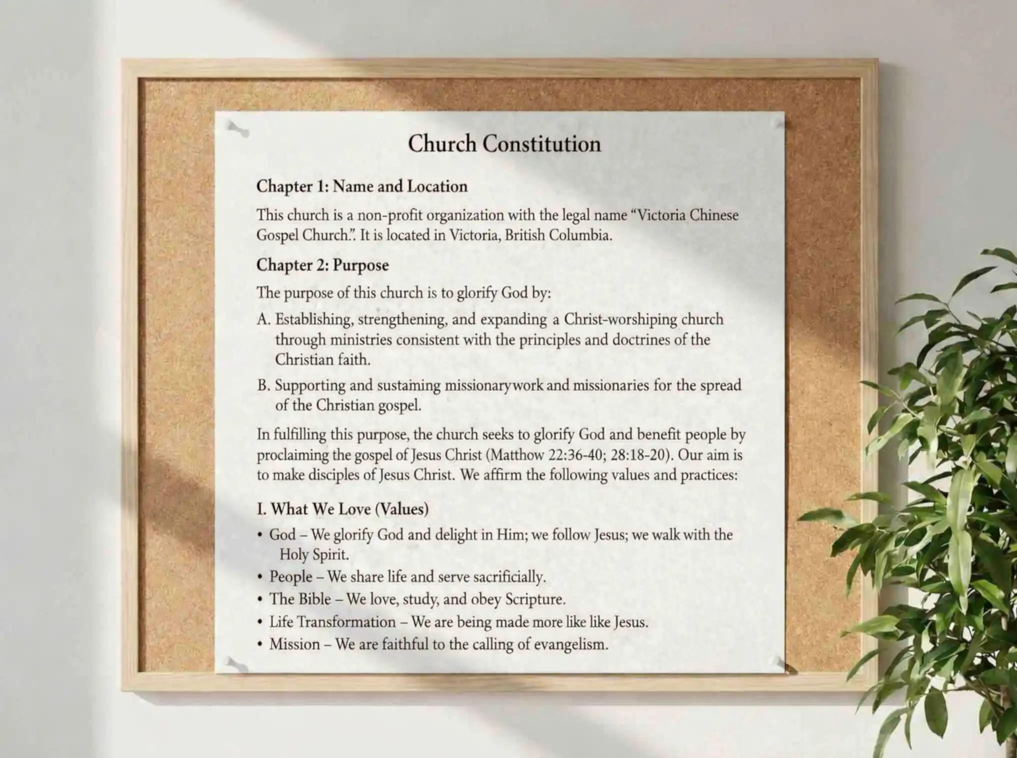 Church Constitution and Bylaws